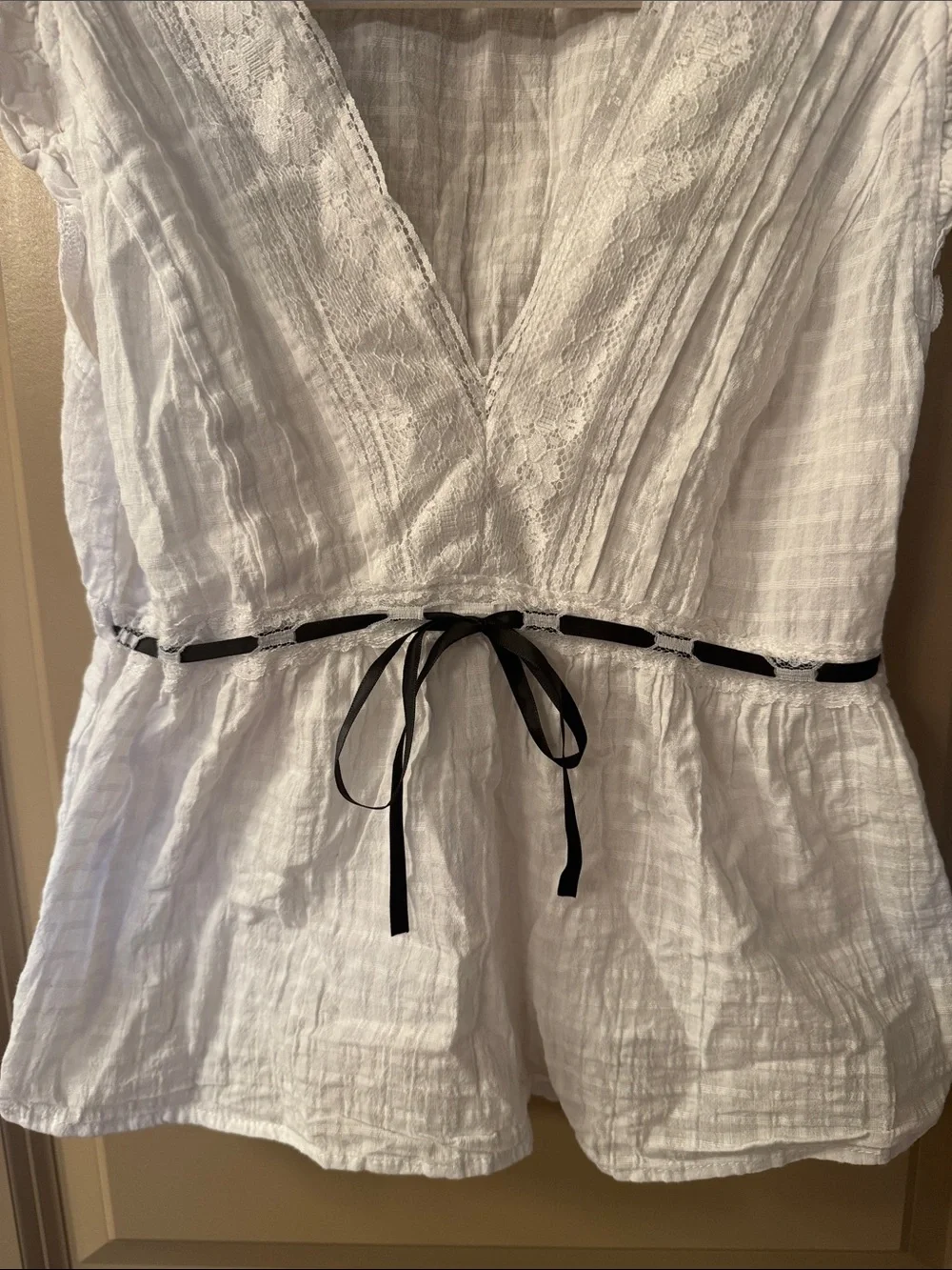 Altar’d State Peplum Top with Black Tie - Picture 3 of 4